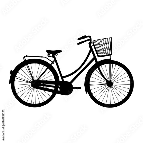 Classic silhouette of a bicycle with a basket