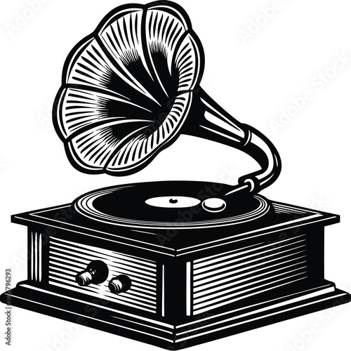 old gramophone isolated on white