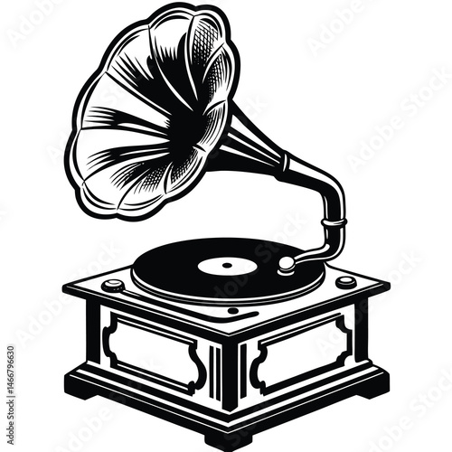 old gramophone isolated on white