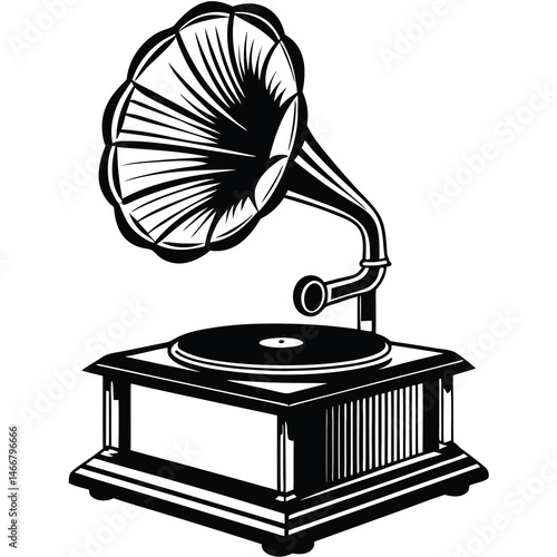 old gramophone isolated on white