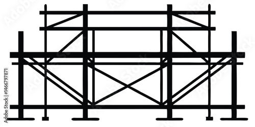 Scaffolding silhouette, silhouette of scaffolding at the building vector illustration