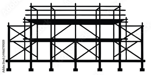 Scaffolding silhouette, silhouette of scaffolding at the building vector illustration