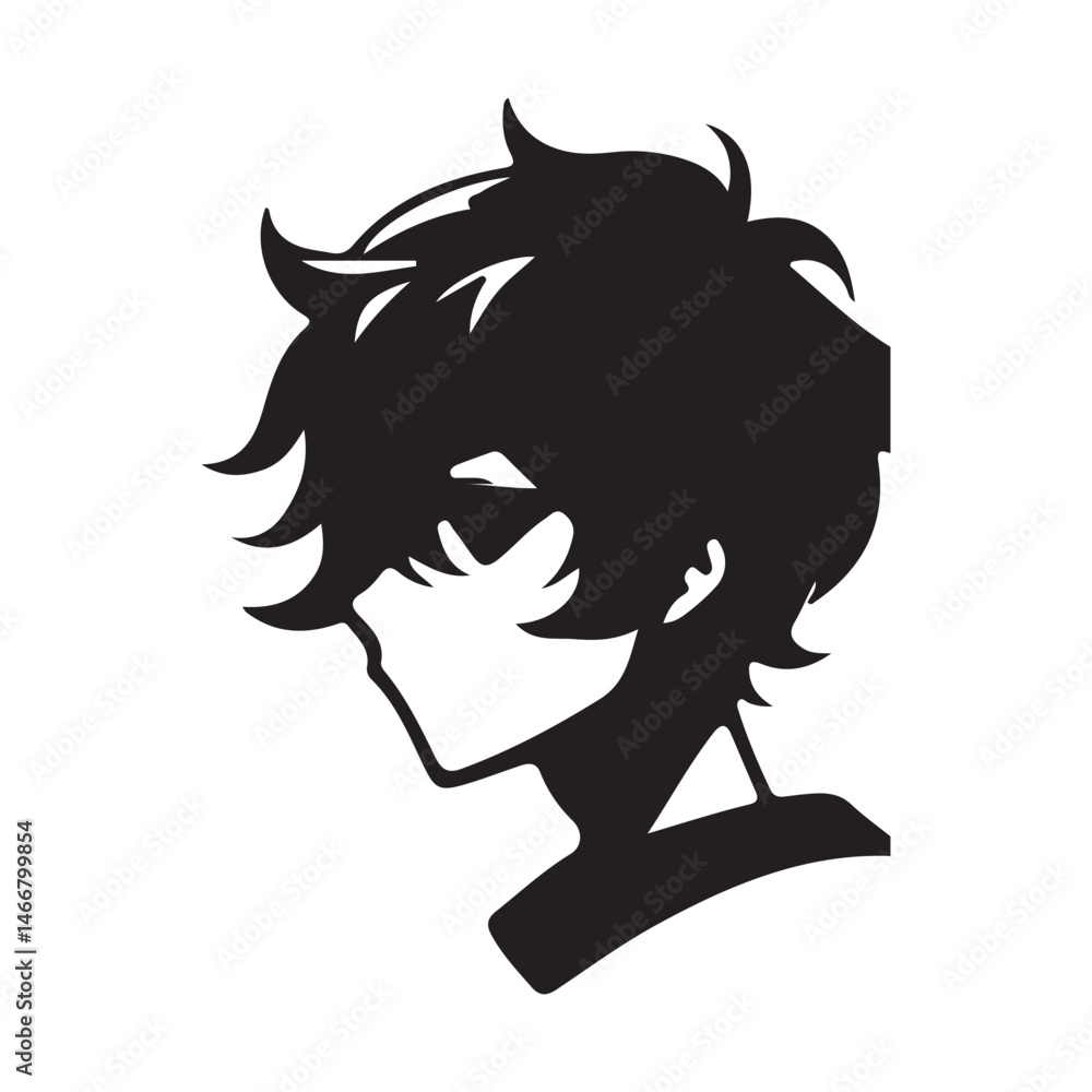 silhouette head boy anime avatar image vector illustration silhouette head boy anime avatar image vector illustration