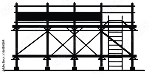 Scaffolding silhouette, silhouette of scaffolding at the building vector illustration