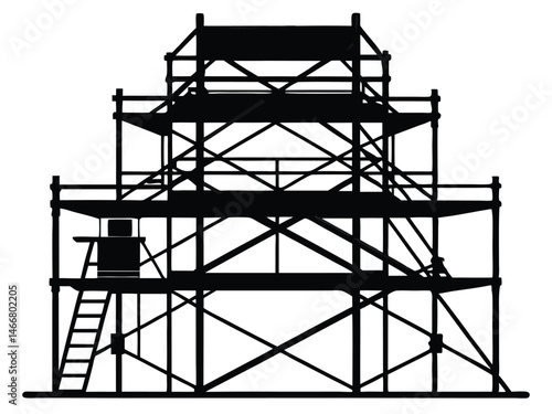Scaffolding silhouette, silhouette of scaffolding at the building vector illustration