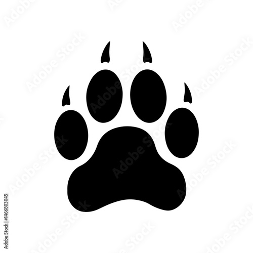 Wildcat paw print silhouette vector flat illustration design.
