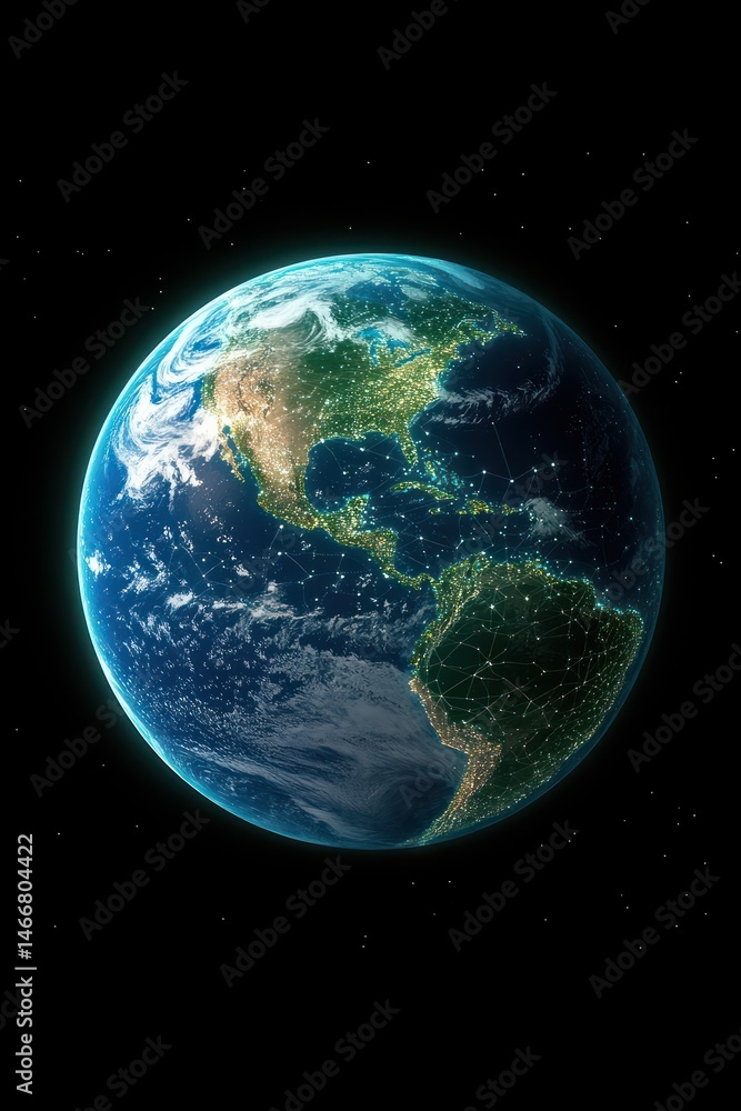 Naklejka premium Earths nighttime lights and global connections