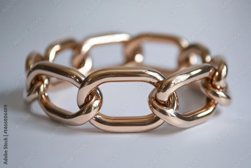 Obraz premium Rose Gold Chain Bracelet Close Up on White Background Jewelry Fashion Accessory Style Luxury Glamour