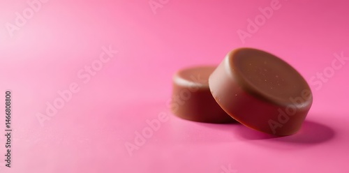 A delectable chocolate candy rests on a vibrant pink background , candy bar, gourmet