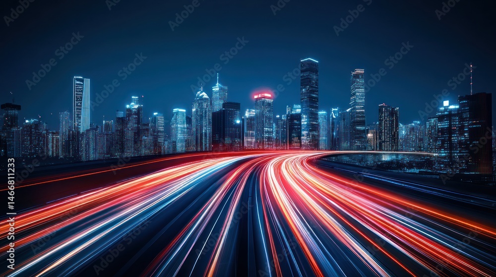 Fototapeta premium Night Cityscape: Speed and Lights