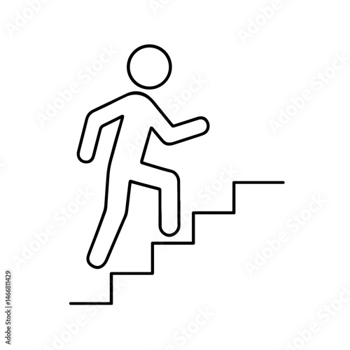 Person walking up stairs icon in line style