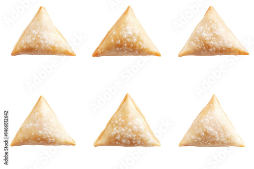 Samosa sextet Crispy golden triangles on black