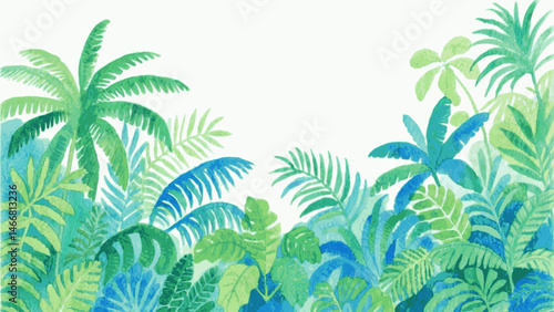 Verdant Symphony: Pigmented Rain tropical forest isolated watercolor vector illustration svg