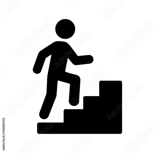 Person walking up stairs icon in solid style