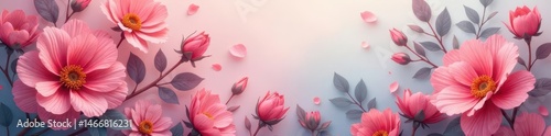 Abstract floral backdrop, textured petals and leaves in soft hues, pattern, romantic