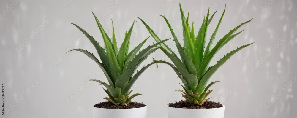 Fototapeta premium A vibrant aloe vera plant in a clean white pot , botany, leafy, tropical