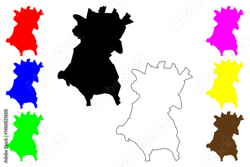 Rampur city (Republic of India, State of Uttar Pradesh) map vector illustration, scribble sketch Ramapura or Mustafabad map