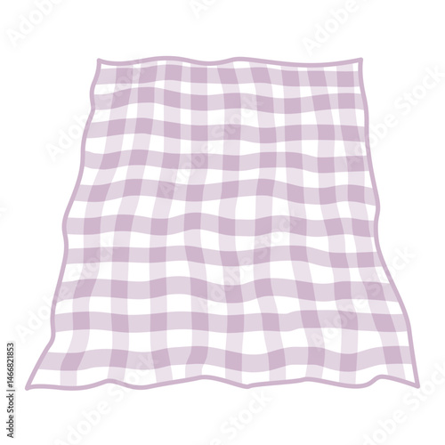 Rolled out checkered plaid isolated illustration. Picnic blanket, vector design element.