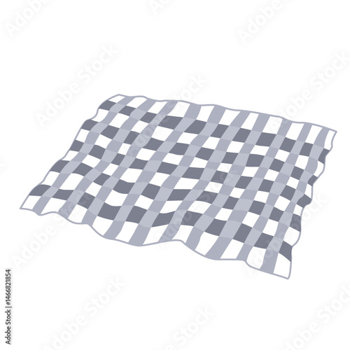Rolled out checkered plaid isolated illustration. Picnic blanket, vector design element.