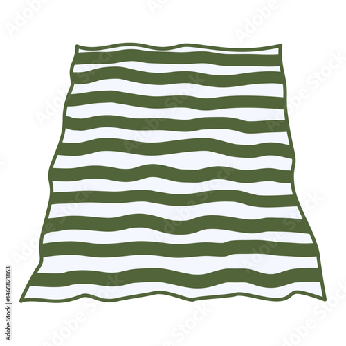 Rolled out striped plaid isolated illustration. Picnic blanket, vector design element
