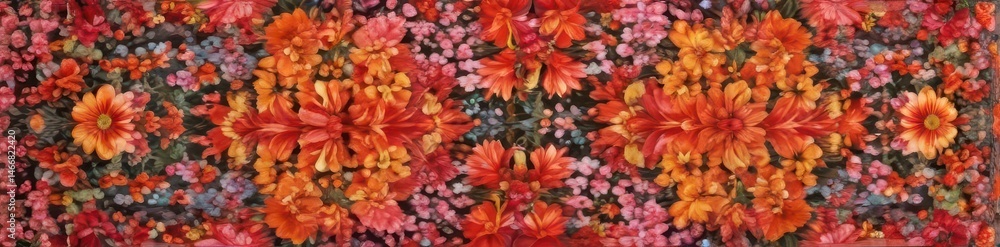 Vibrant blooms, densely packed, creating a colorful carpet , rich colors, background, spring Vibrant blooms, densely packed, creating a colorful carpet , rich colors, background, spring