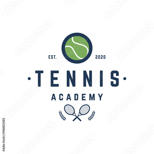 Creative tennis ball logo template design with racket. Logo for sports, clubs and emblems.