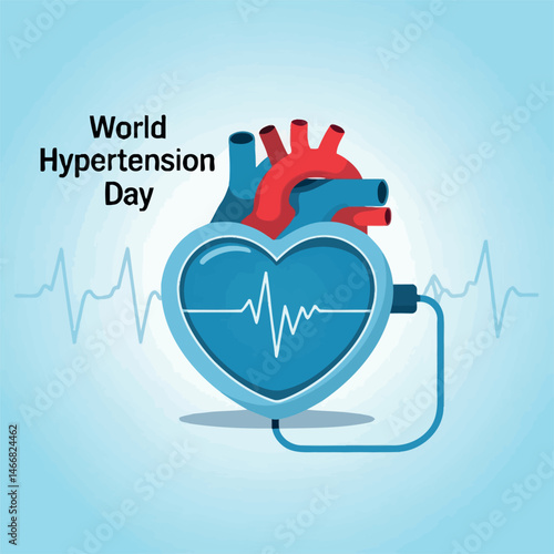 World Hypertension Day Digital Heart Monitor Awareness Graphic