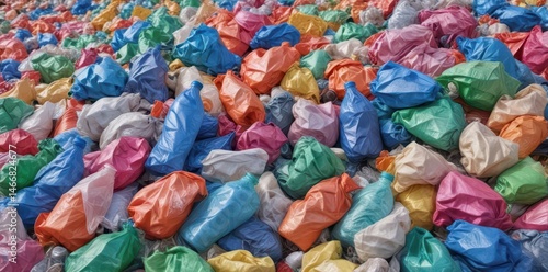 A haphazard heap of crumpled plastic bottles and bags , eco, polymer, pollution