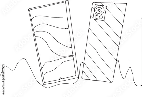 Line drawings based on the ideas and imagination of kindergarten children about smartphones.
