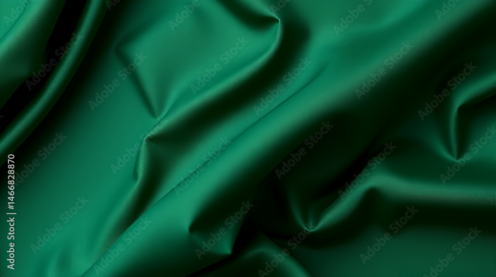 Fototapeta premium Dark green fabric cloth texture for background and design art work, beautiful crumpled pattern of silk or linen.