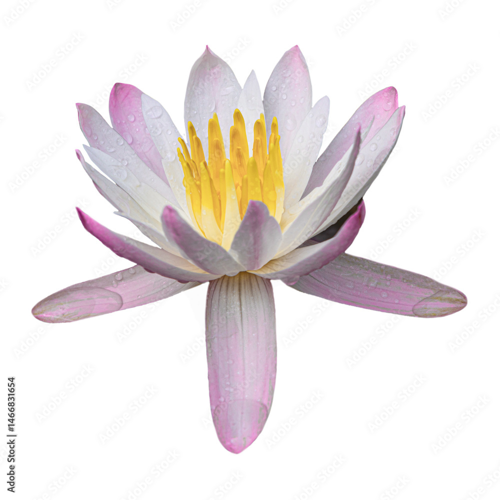 Naklejka premium pink lotus flowers, Nelumbo nucifera, also known as sacred lotus, Laxmi lotus, Indian lotus, on white background.