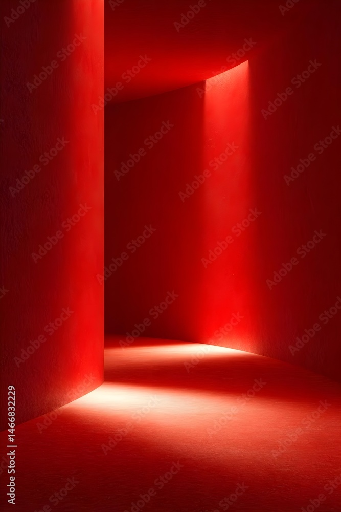 Obraz premium Abstract red corridor with dramatic lighting