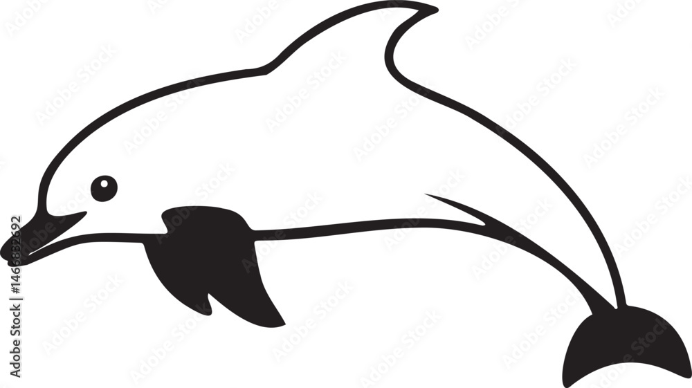 Fototapeta premium Dolphin silhouette vector artwork, cute dolphin