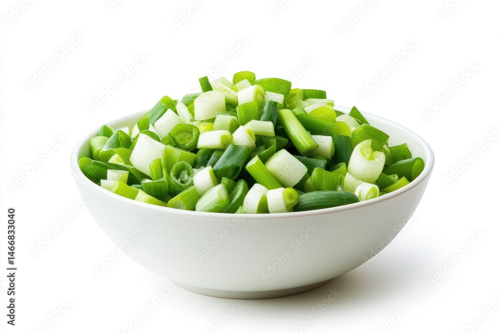 Freshly chopped scallions in a bowl Freshly chopped scallions in a bowl