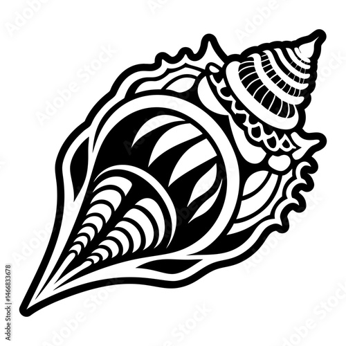 A solid style icon of conch shell tattoo