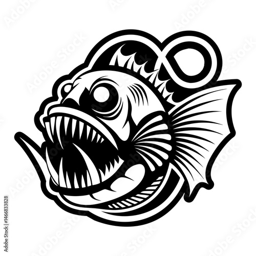 A solid style icon of anglerfish symbol