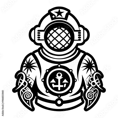 A filled style icon of scuba diver symbol