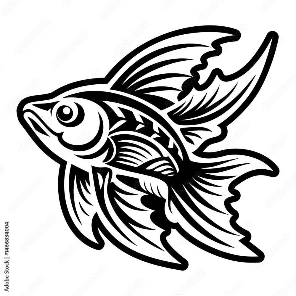 Fototapeta premium A filled style icon of fish symbol