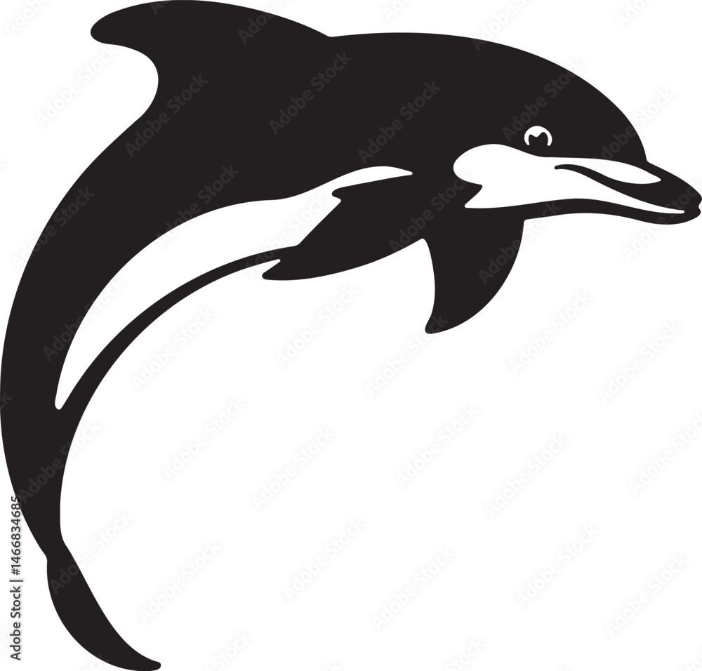 Naklejka premium Dolphin silhouette vector artwork, cute dolphin