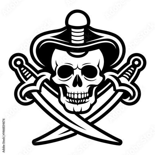 A glyph style icon of pirate skull tattoo
