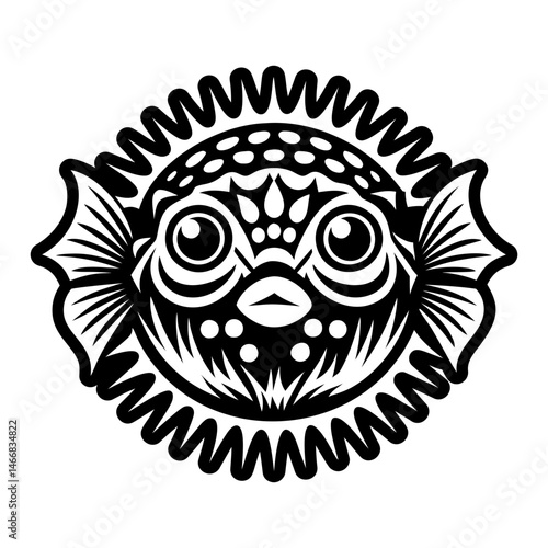 A solid style icon of pufferfish tattoo