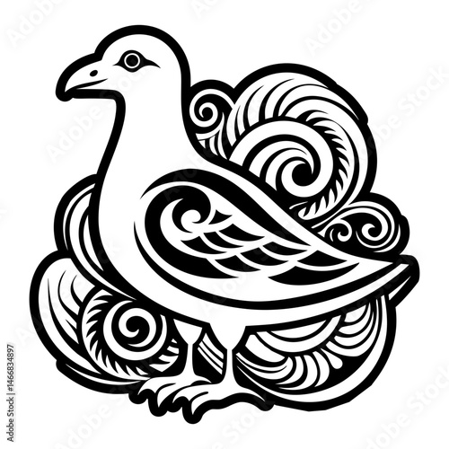 A solid style icon of seagull symbol
