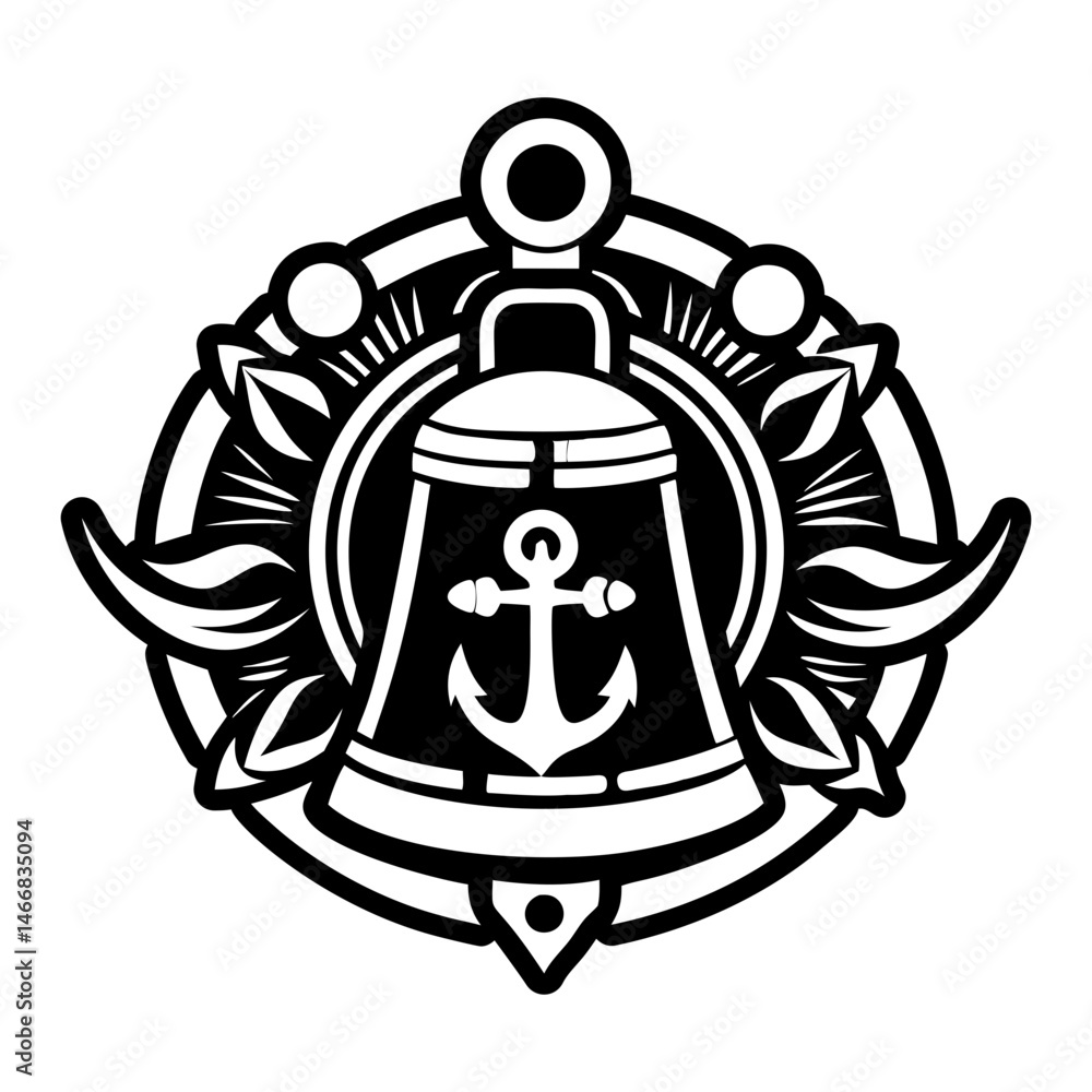 A filled style icon of nautical bell symbol A filled style icon of nautical bell symbol