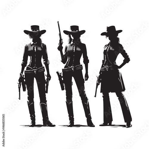 Modern Old West Sheriff Vector Silhouette, Lawman Legacy, Frontier Justice, Western Authority, Cowboy Spirit, Rugged Protector, Classic Western Hero.
