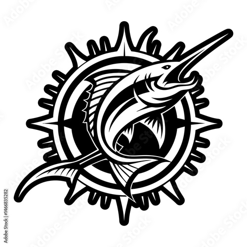 A filled style icon of swordfish symbol