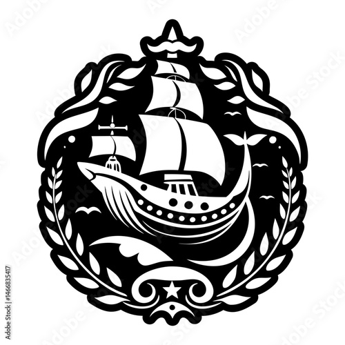 A solid style icon of sailing ship tattoo