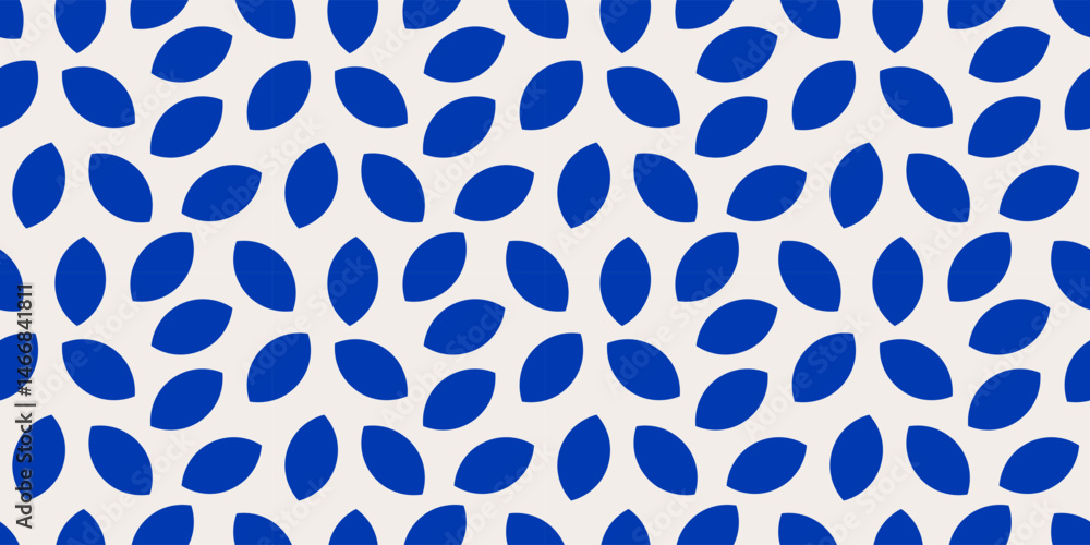 Blue leaves seamless pattern. Vintage cobalt color leaf wallpaper. Vector illustration