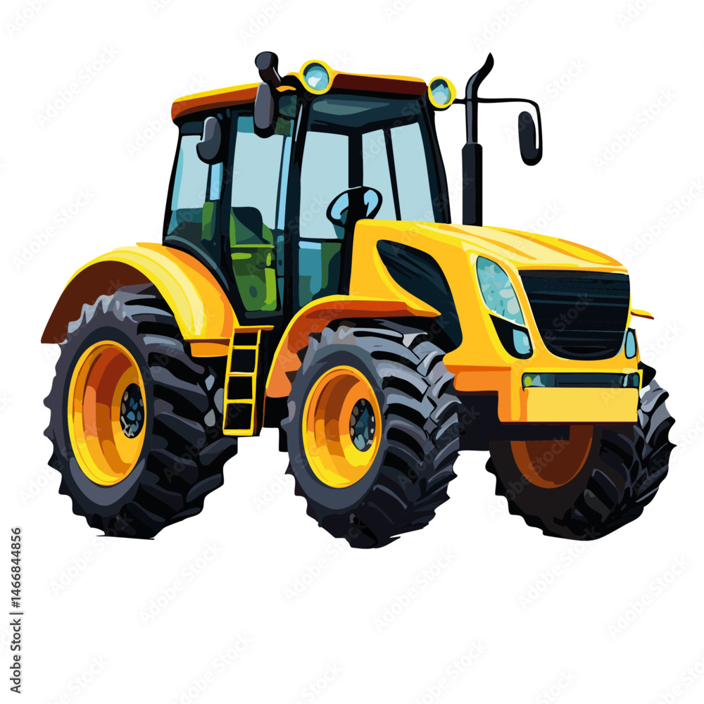 Fototapeta premium yellow tractor isolated on white vector logo graphic design