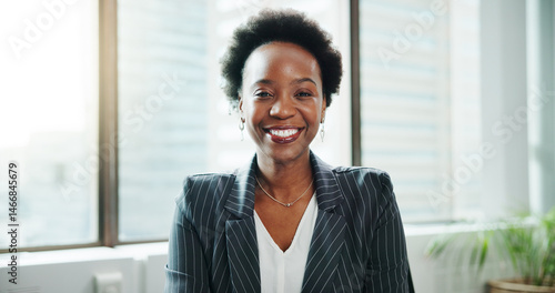 Photos Smile, business and portrait of black woman in office as regulatory affairs specialist
