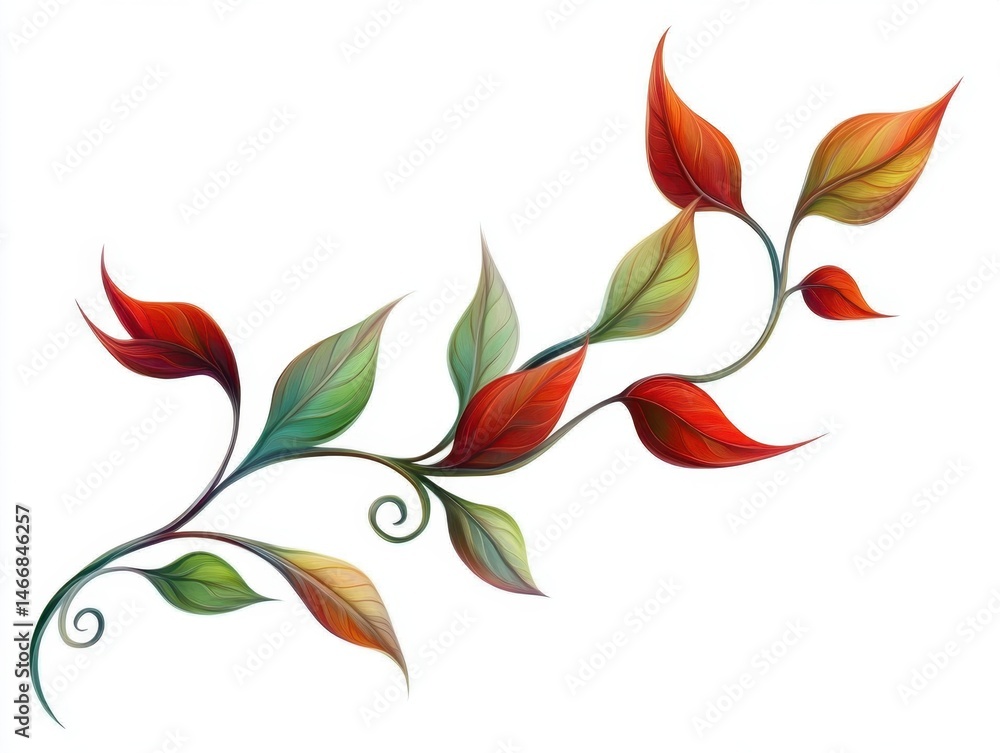 Elegant Autumn Leaves Illustration on White Background Artistic Botanical Design Decorative Element Isolated Elegant Autumn Leaves Illustration on White Background Artistic Botanical Design Decorative Element Isolated